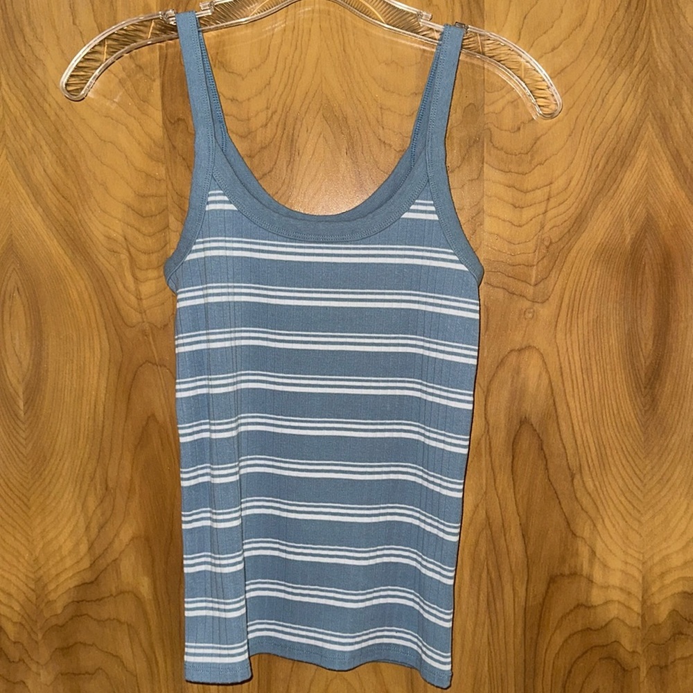 Aerie blue and white striped tank top